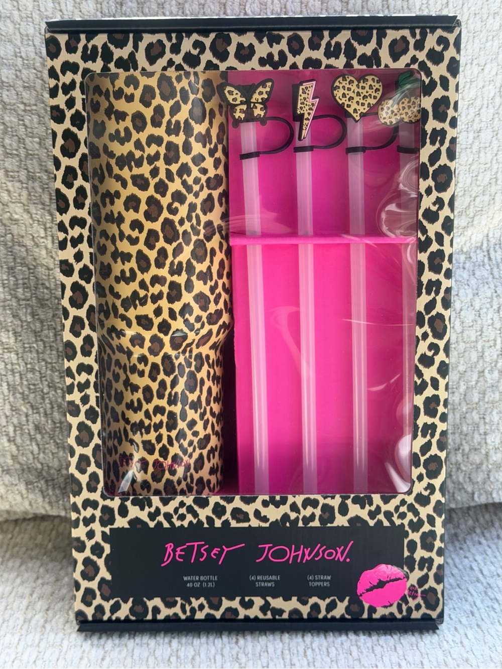 Betsey Johnson Stainless Steel Tumbler Leopard Print 40 oz Mobwife Coquette Cup